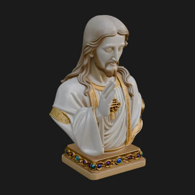 Sacred Heart Christ Bust Statue Design 4 3D Print Model