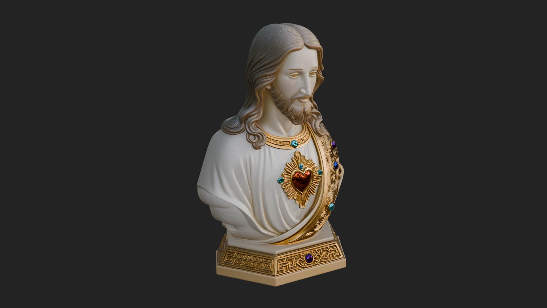 Sacred Heart Christ Bust Statue Design 5 3D Print Model 3D Model