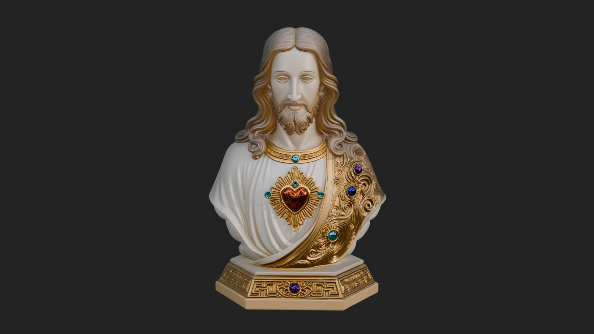 Sacred Heart Christ Bust Statue Design 5 3D Print Model 3D Model
