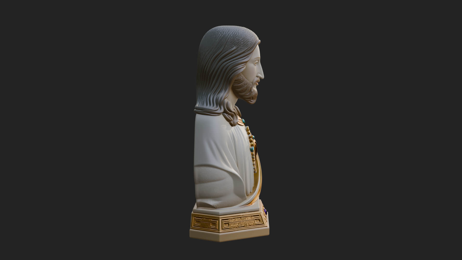 Sacred Heart Christ Bust Statue Design 5 3D Print Model 3D Model