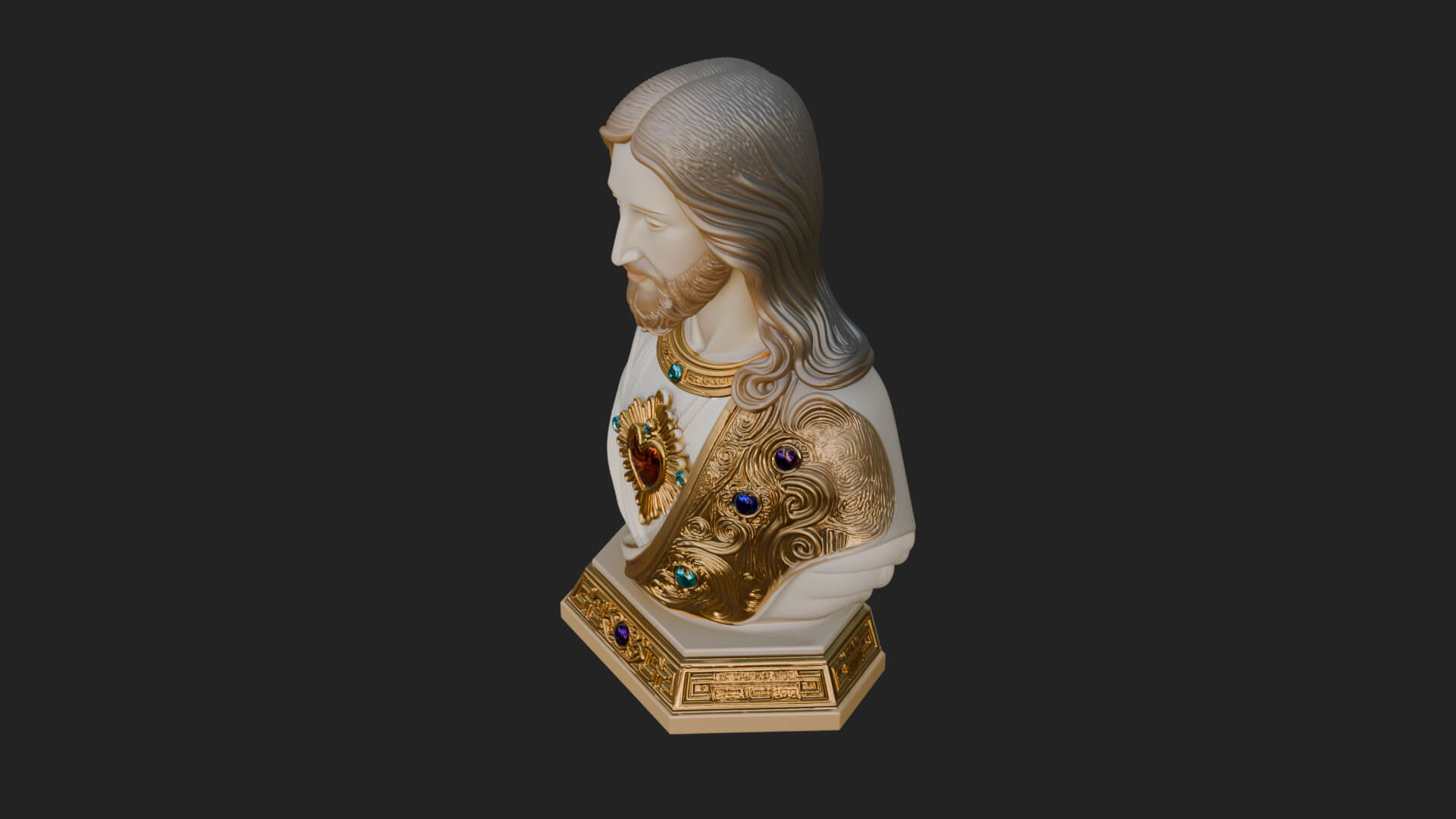 Sacred Heart Christ Bust Statue Design 5 3D Print Model 3D Model