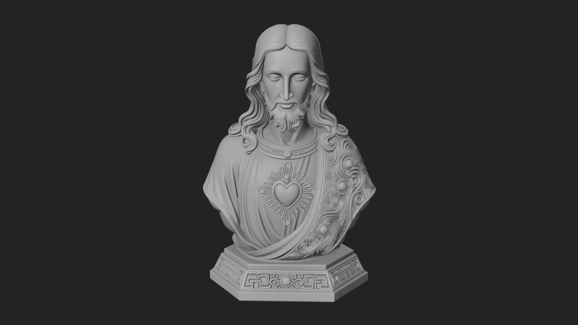 Sacred Heart Christ Bust Statue Design 5 3D Print Model 3D Model