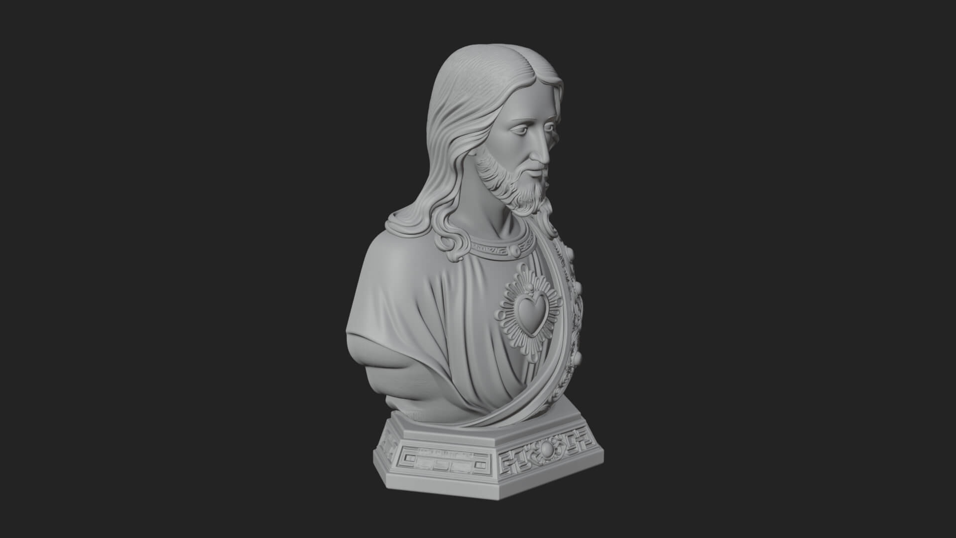 Sacred Heart Christ Bust Statue Design 5 3D Print Model 3D Model
