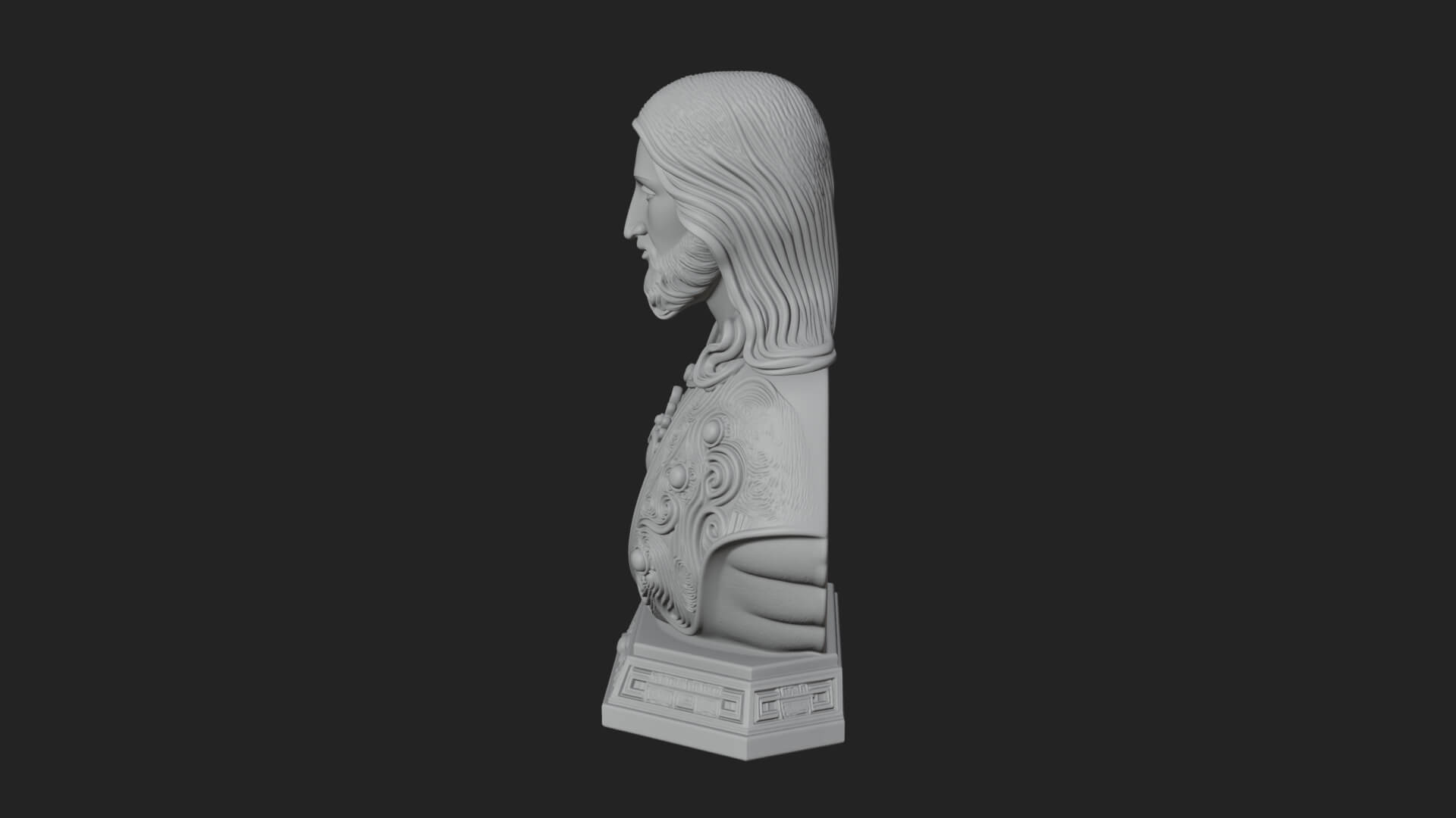 Sacred Heart Christ Bust Statue Design 5 3D Print Model 3D Model