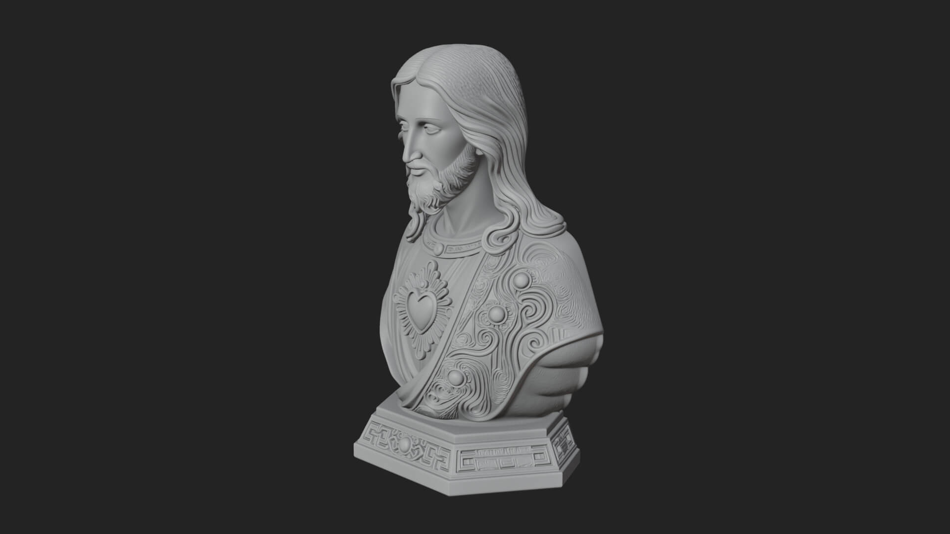 Sacred Heart Christ Bust Statue Design 5 3D Print Model 3D Model