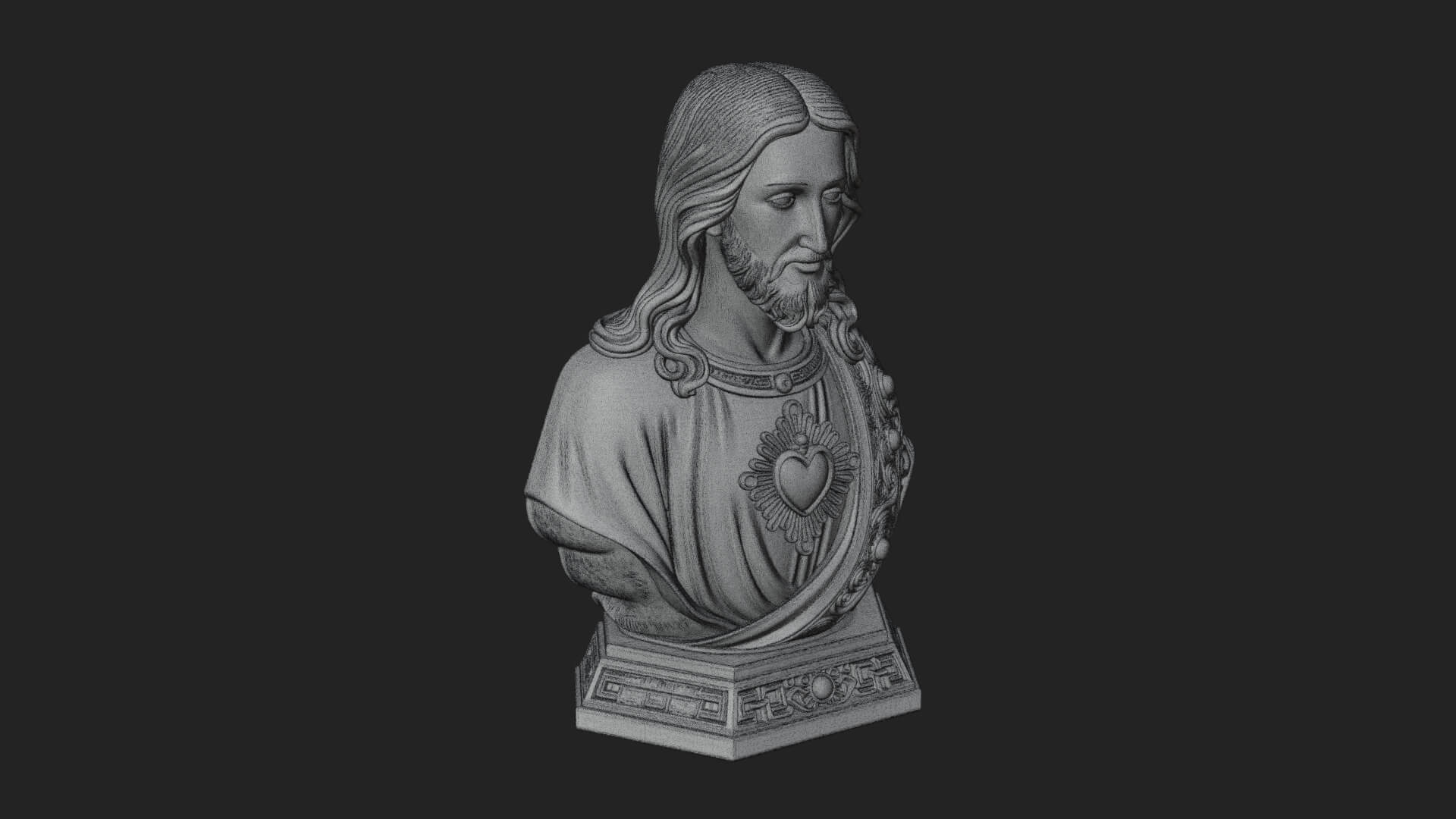 Sacred Heart Christ Bust Statue Design 5 3D Print Model 3D Model