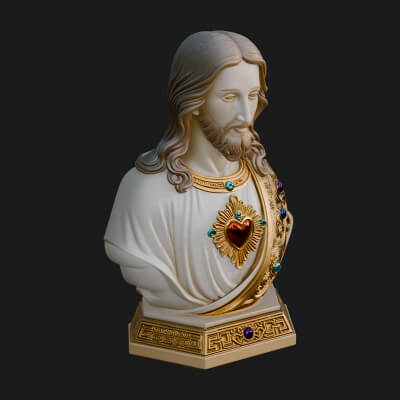 Sacred Heart Christ Bust Statue Design 5 3D Print Model
