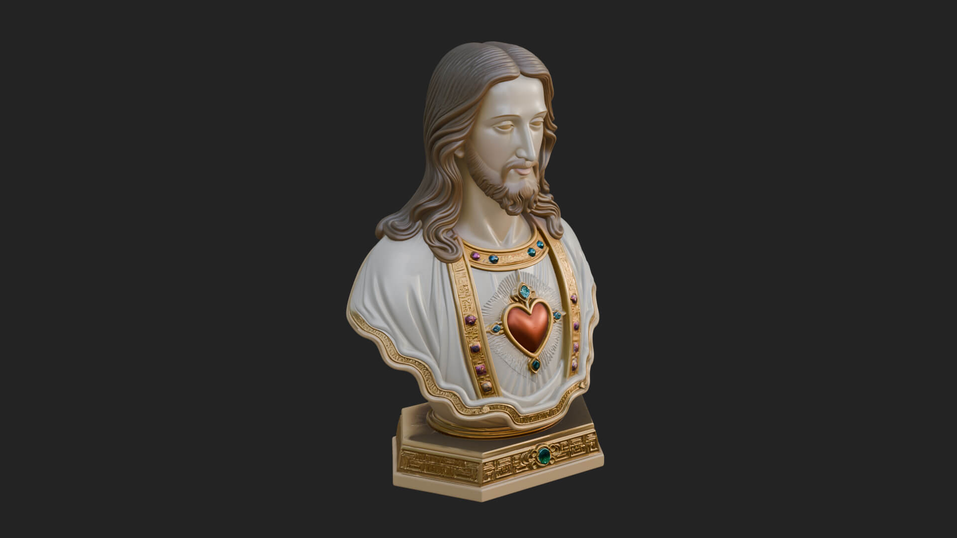 Sacred Heart Christ Bust Statue Design 6 3D Print Model 3D Model