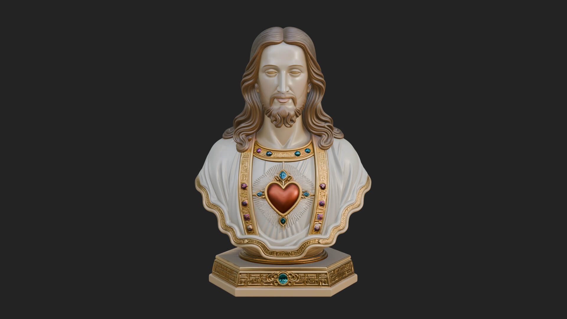 Sacred Heart Christ Bust Statue Design 6 3D Print Model 3D Model