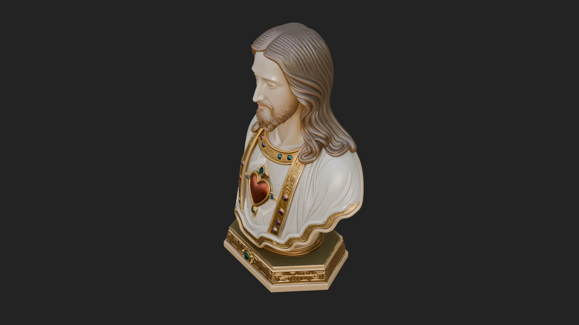 Sacred Heart Christ Bust Statue Design 6 3D Print Model 3D Model