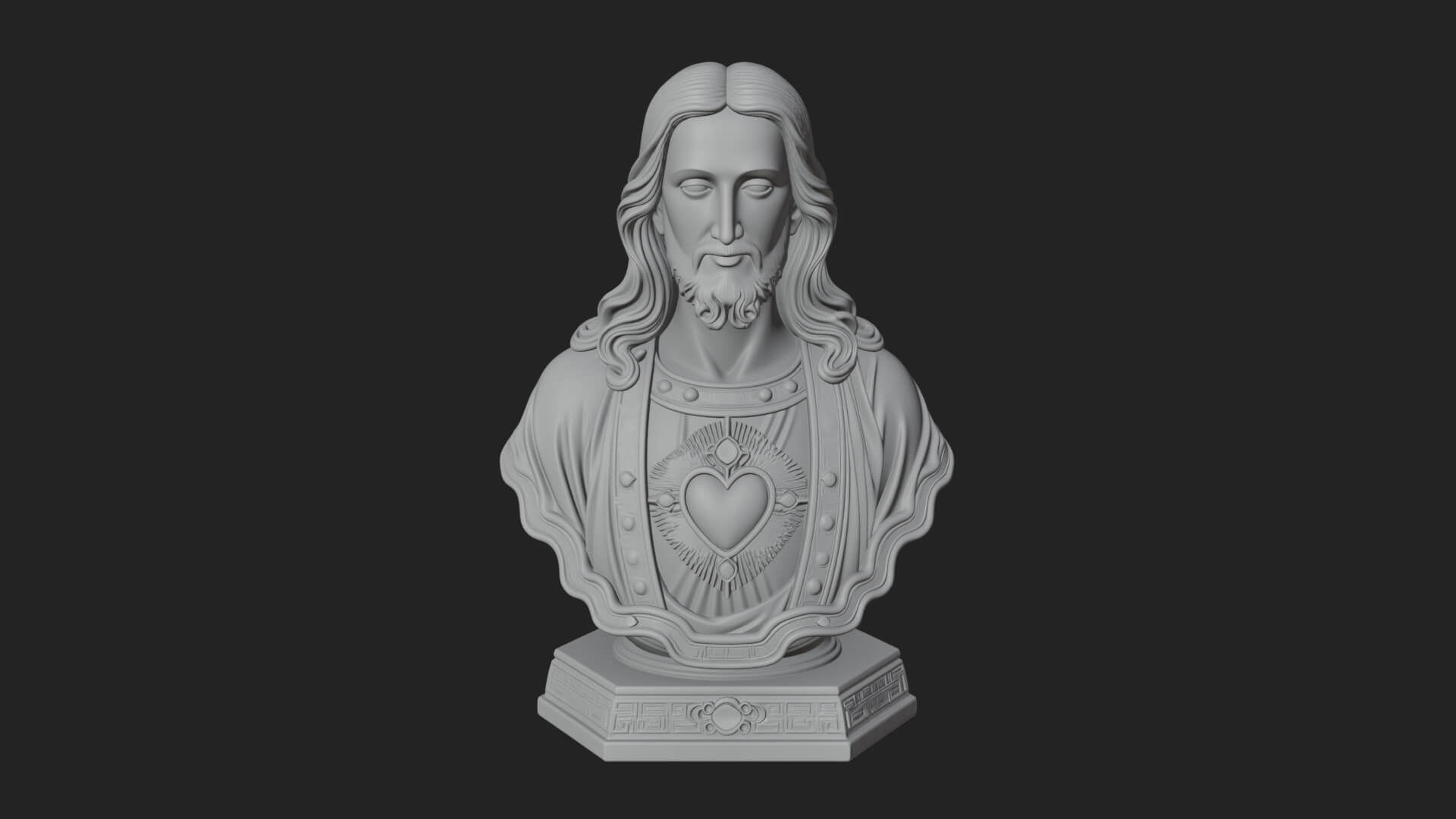 Sacred Heart Christ Bust Statue Design 6 3D Print Model 3D Model