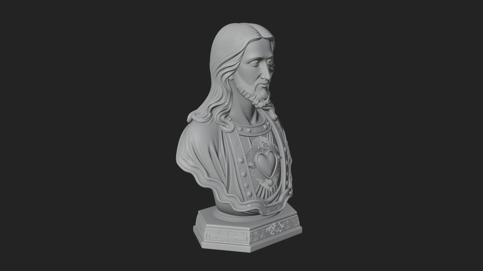Sacred Heart Christ Bust Statue Design 6 3D Print Model 3D Model