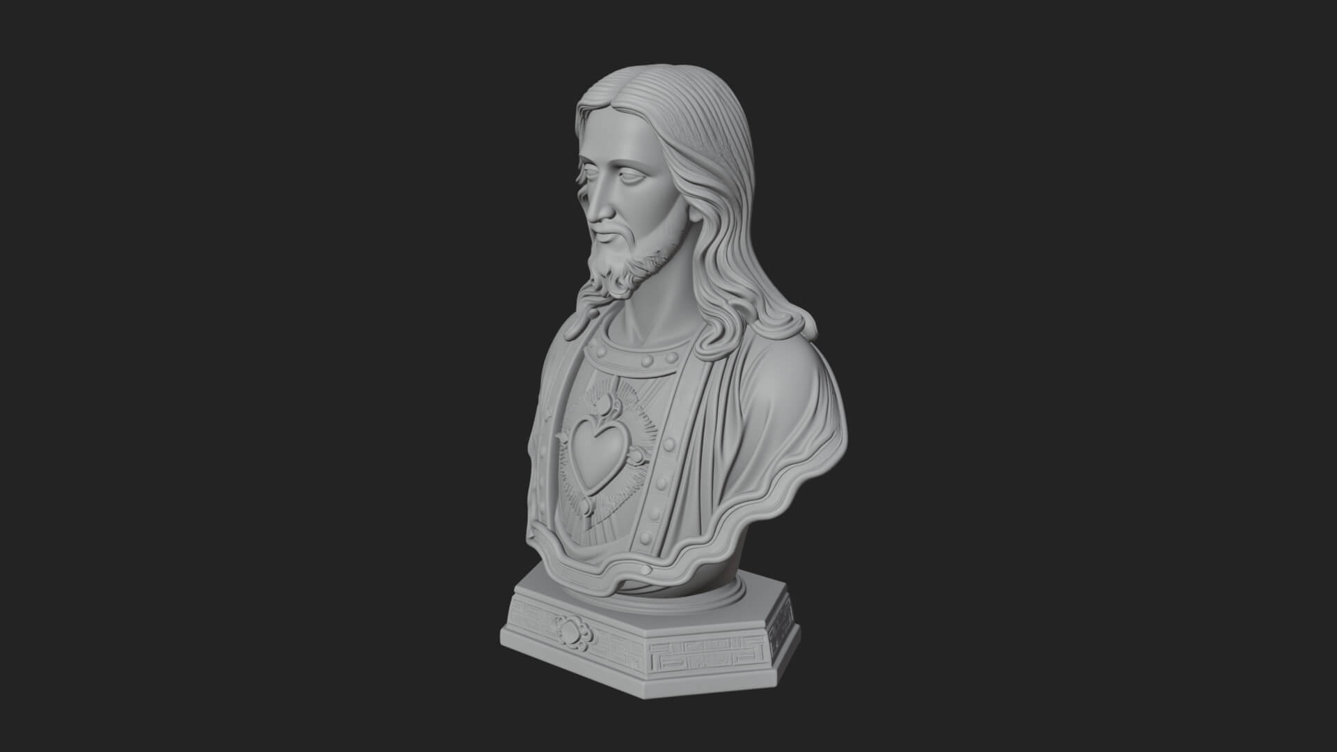 Sacred Heart Christ Bust Statue Design 6 3D Print Model 3D Model