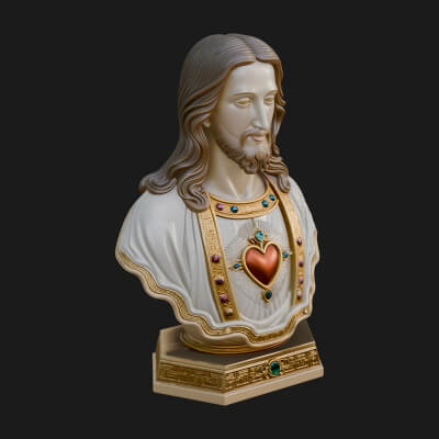 Sacred Heart Christ Bust Statue Design 6 3D Print Model