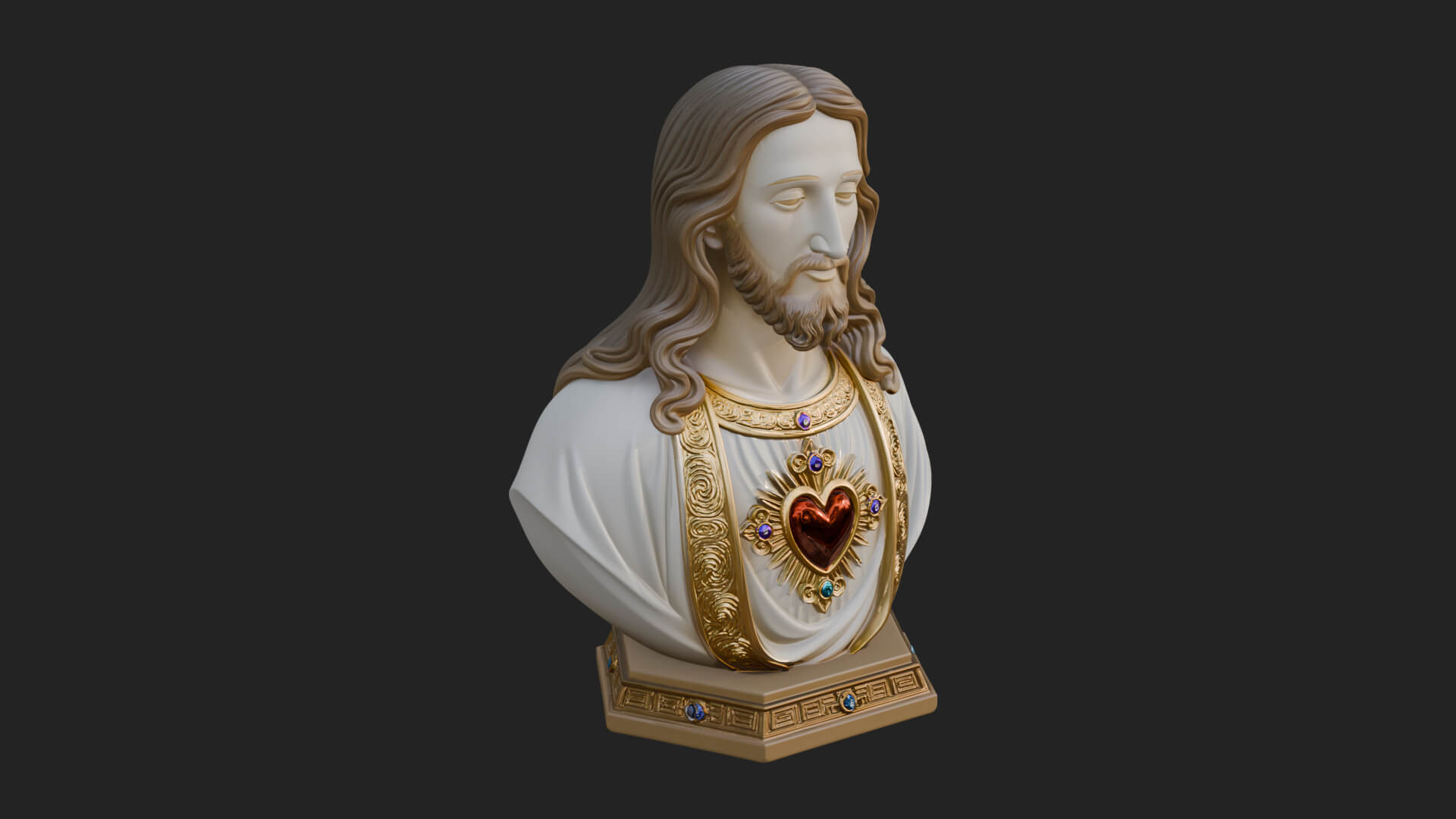 Sacred Heart Christ Bust Statue Design 7 3D Print Model 3D Model