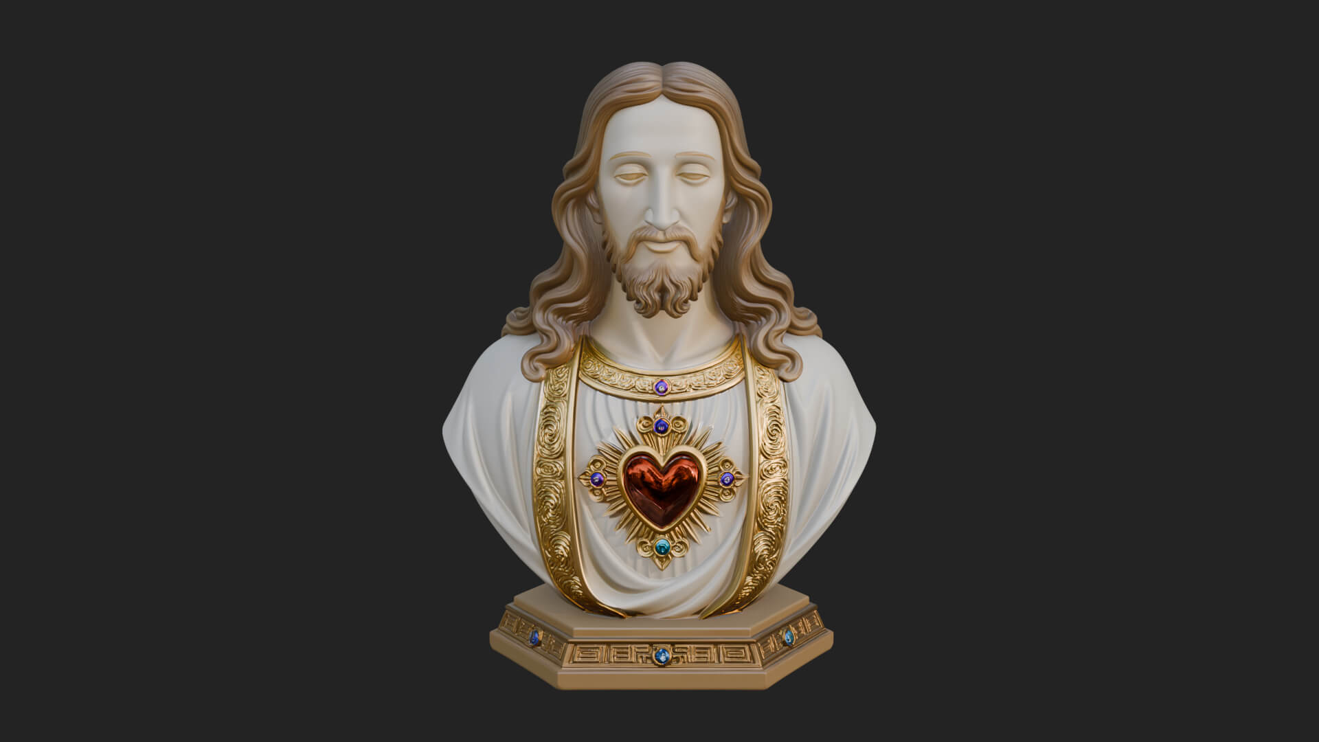 Sacred Heart Christ Bust Statue Design 7 3D Print Model 3D Model
