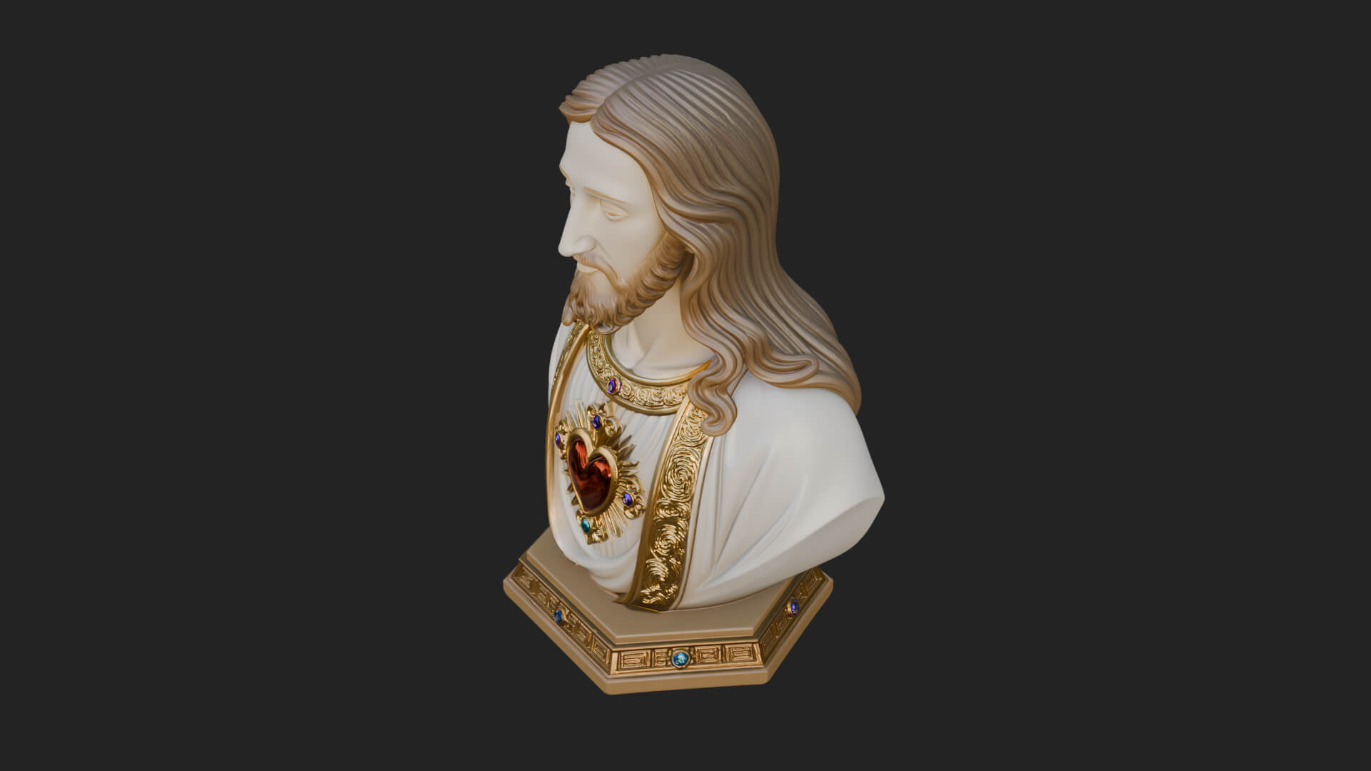 Sacred Heart Christ Bust Statue Design 7 3D Print Model 3D Model