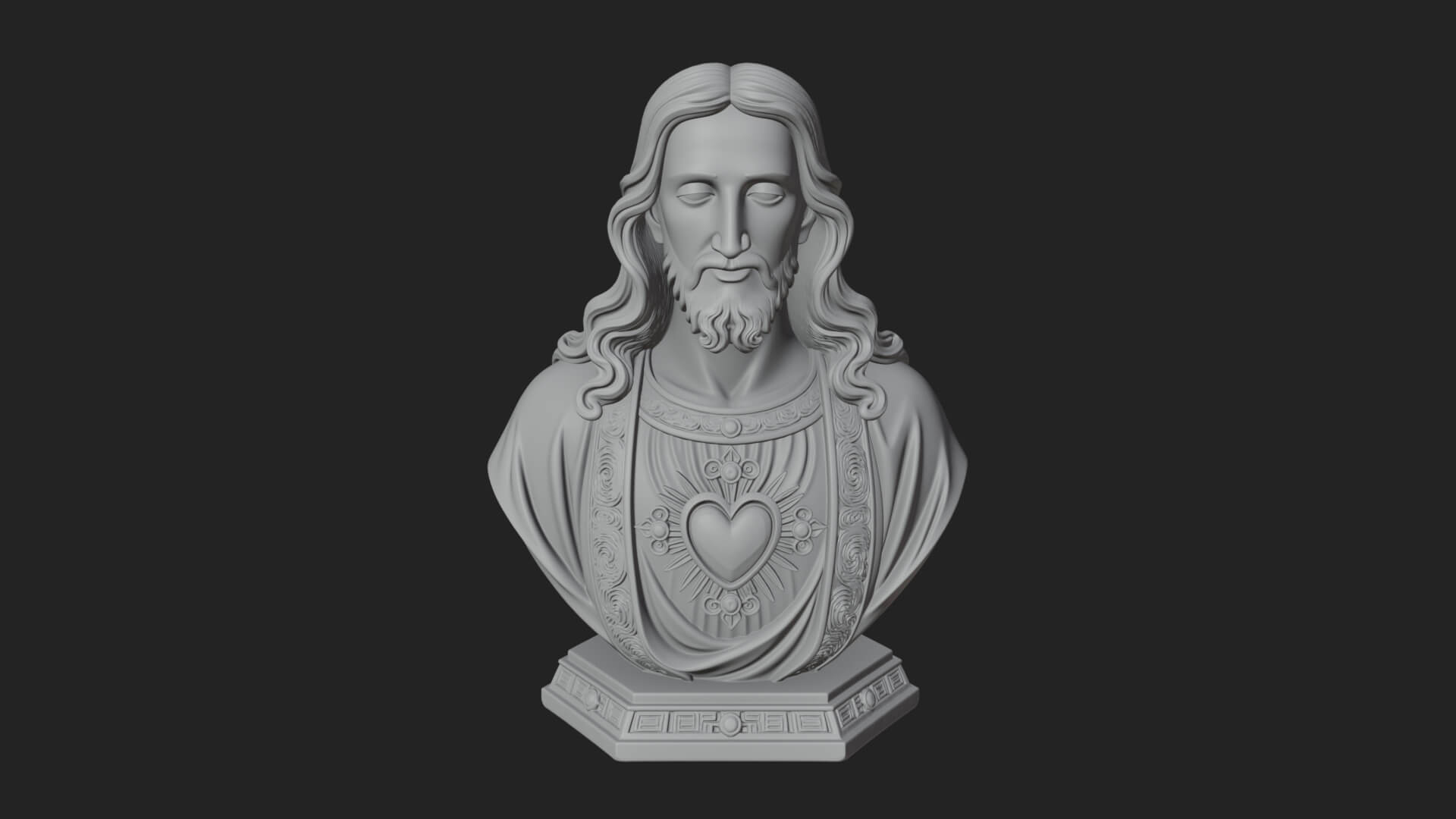 Sacred Heart Christ Bust Statue Design 7 3D Print Model 3D Model