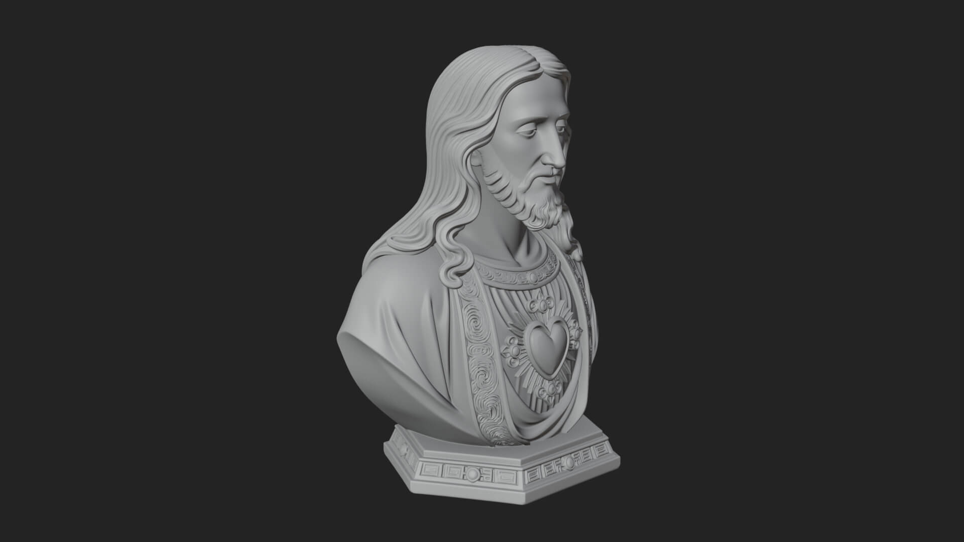 Sacred Heart Christ Bust Statue Design 7 3D Print Model 3D Model
