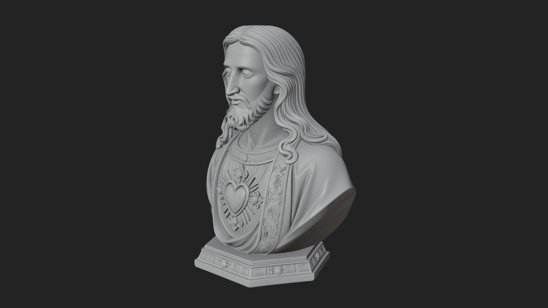 Sacred Heart Christ Bust Statue Design 7 3D Print Model 3D Model