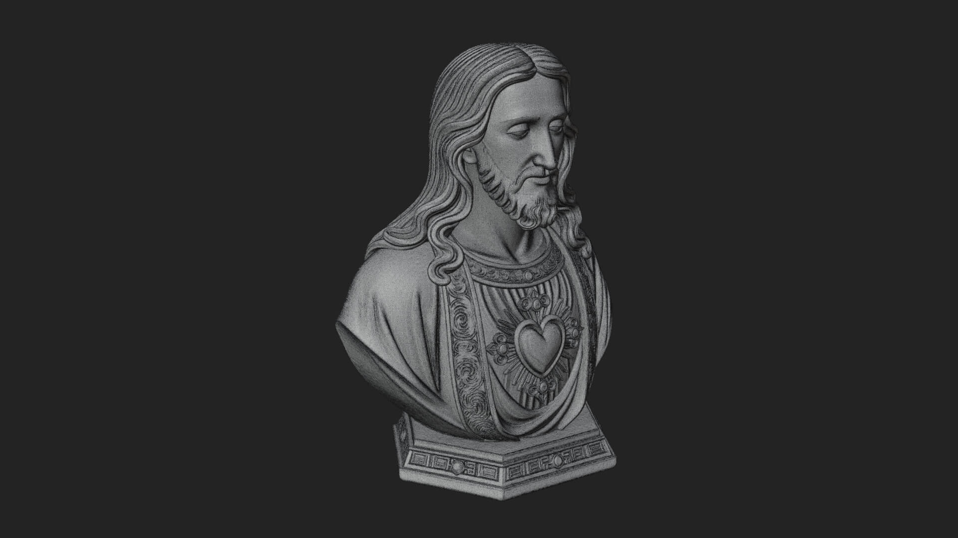 Sacred Heart Christ Bust Statue Design 7 3D Print Model 3D Model