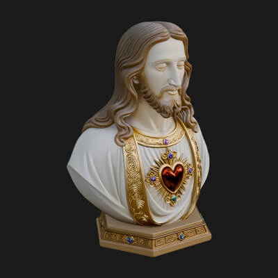 Sacred Heart Christ Bust Statue Design 7 3D Print Model