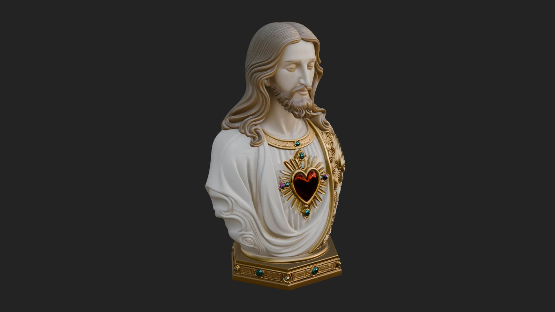 Sacred Heart Christ Bust Statue Design 8 3D Print Model 3D Model