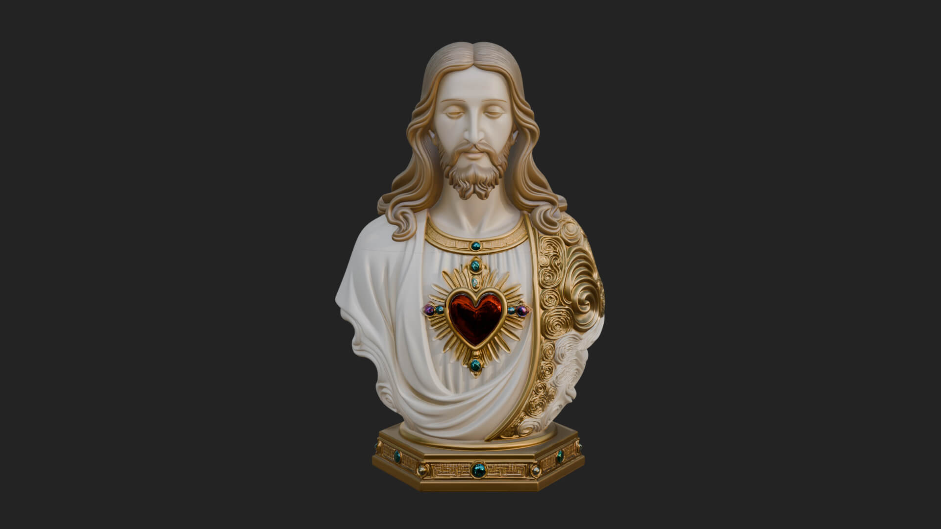 Sacred Heart Christ Bust Statue Design 8 3D Print Model 3D Model