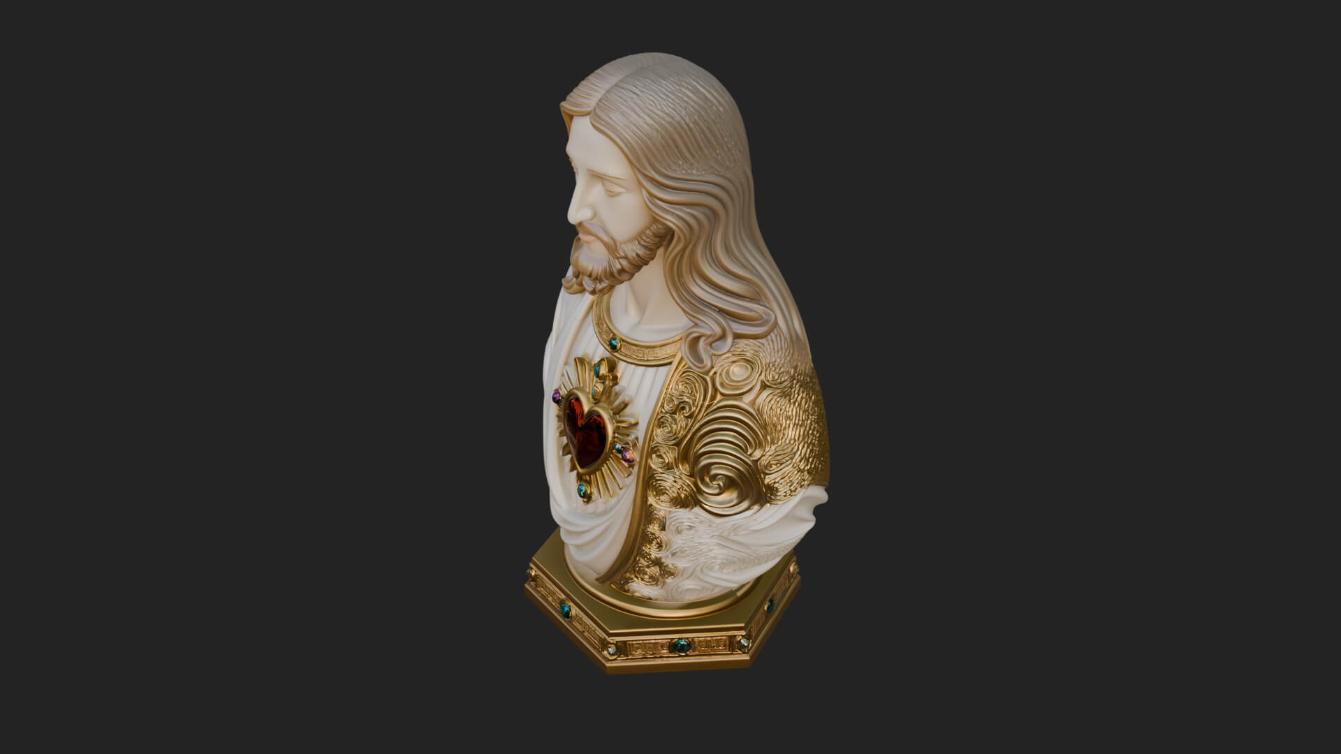 Sacred Heart Christ Bust Statue Design 8 3D Print Model 3D Model