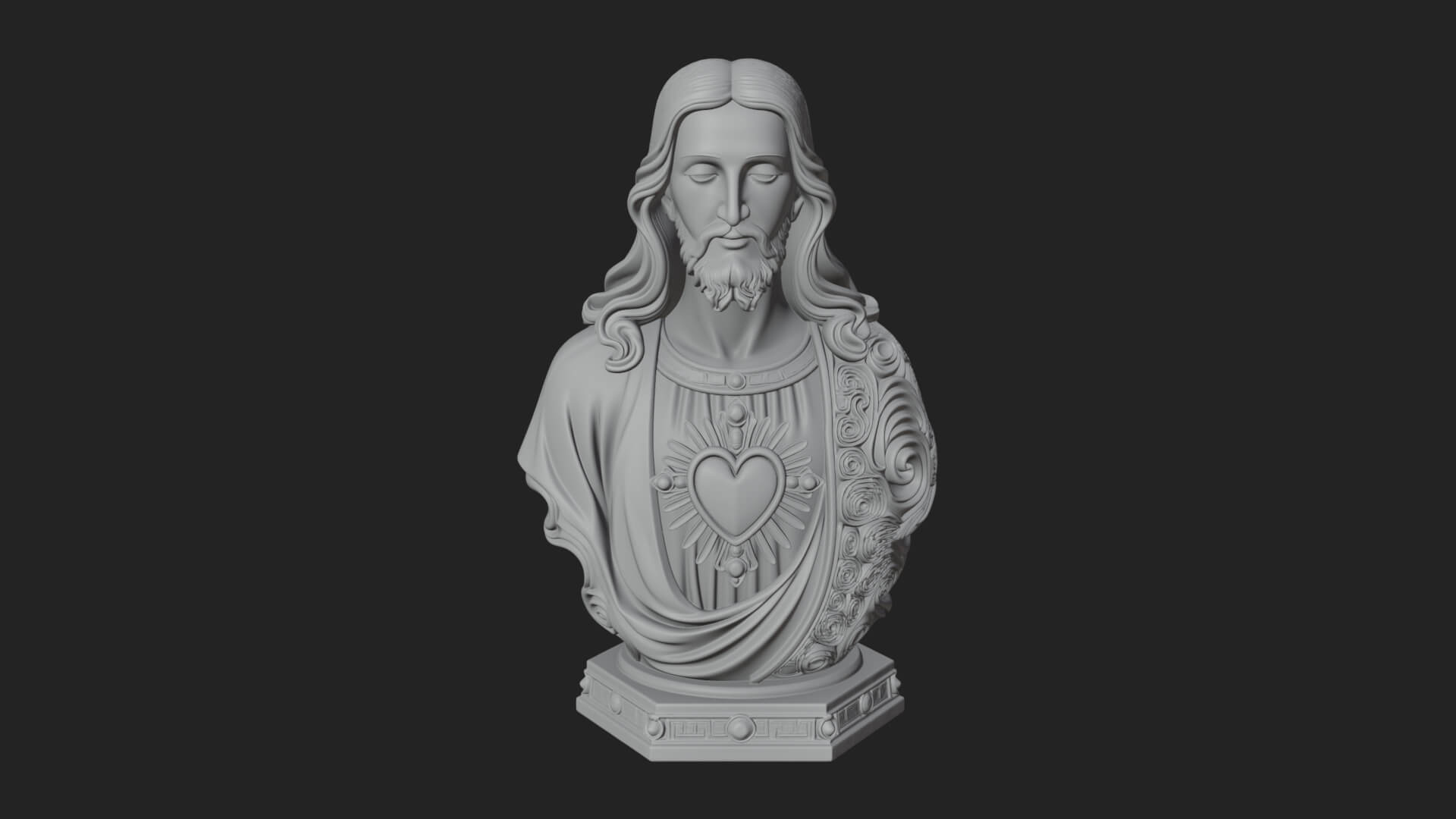 Sacred Heart Christ Bust Statue Design 8 3D Print Model 3D Model