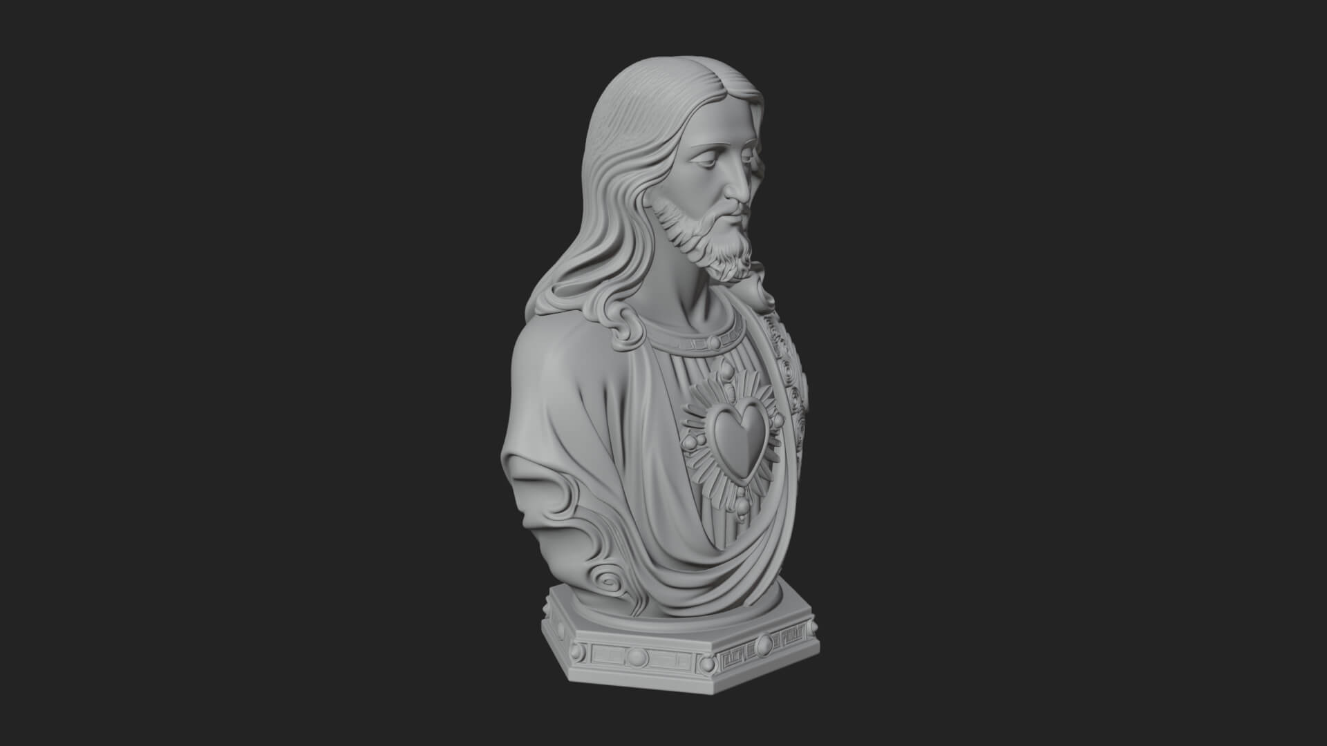 Sacred Heart Christ Bust Statue Design 8 3D Print Model 3D Model