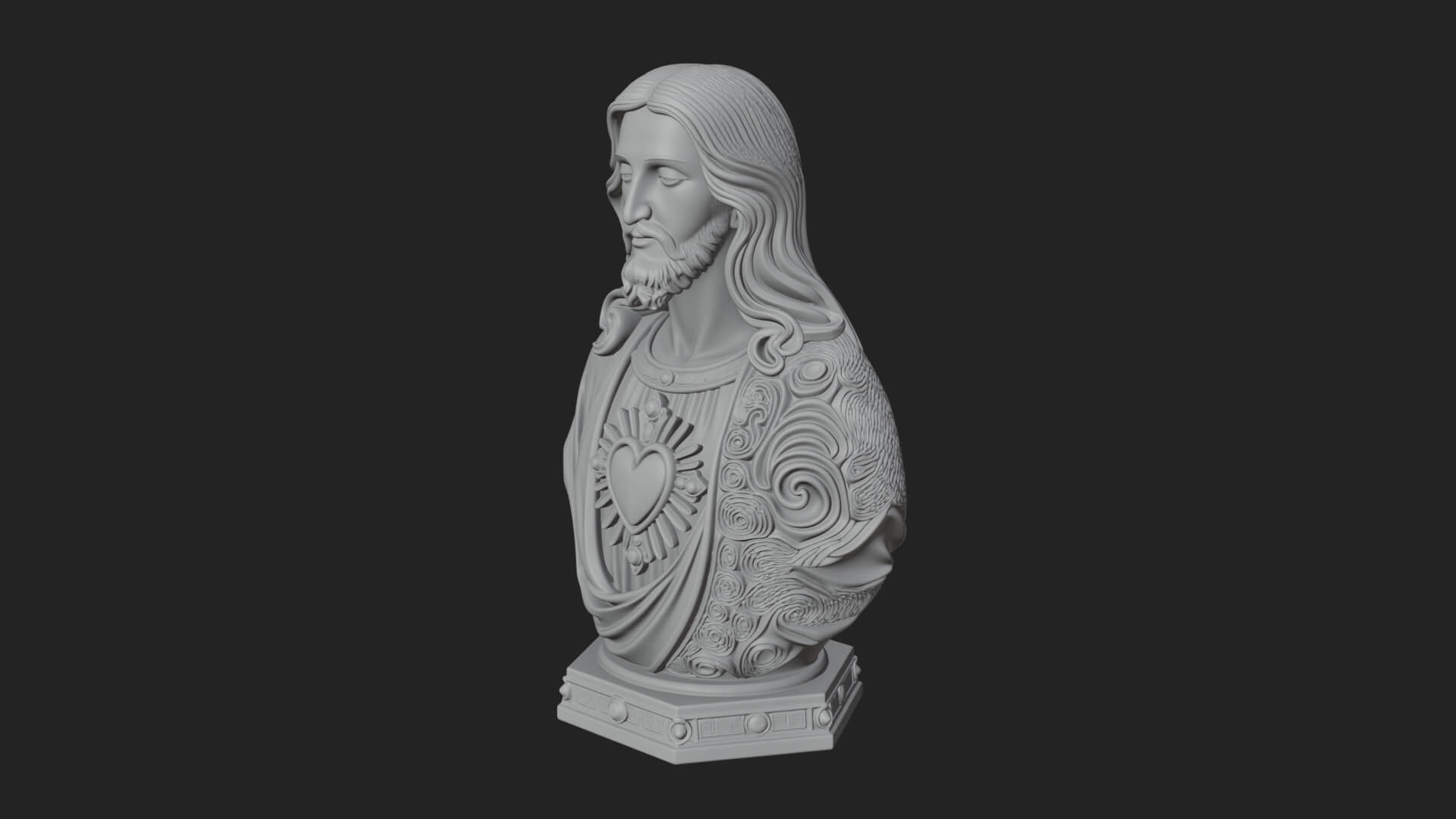 Sacred Heart Christ Bust Statue Design 8 3D Print Model 3D Model