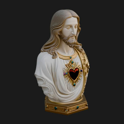 Sacred Heart Christ Bust Statue Design 8 3D Print Model