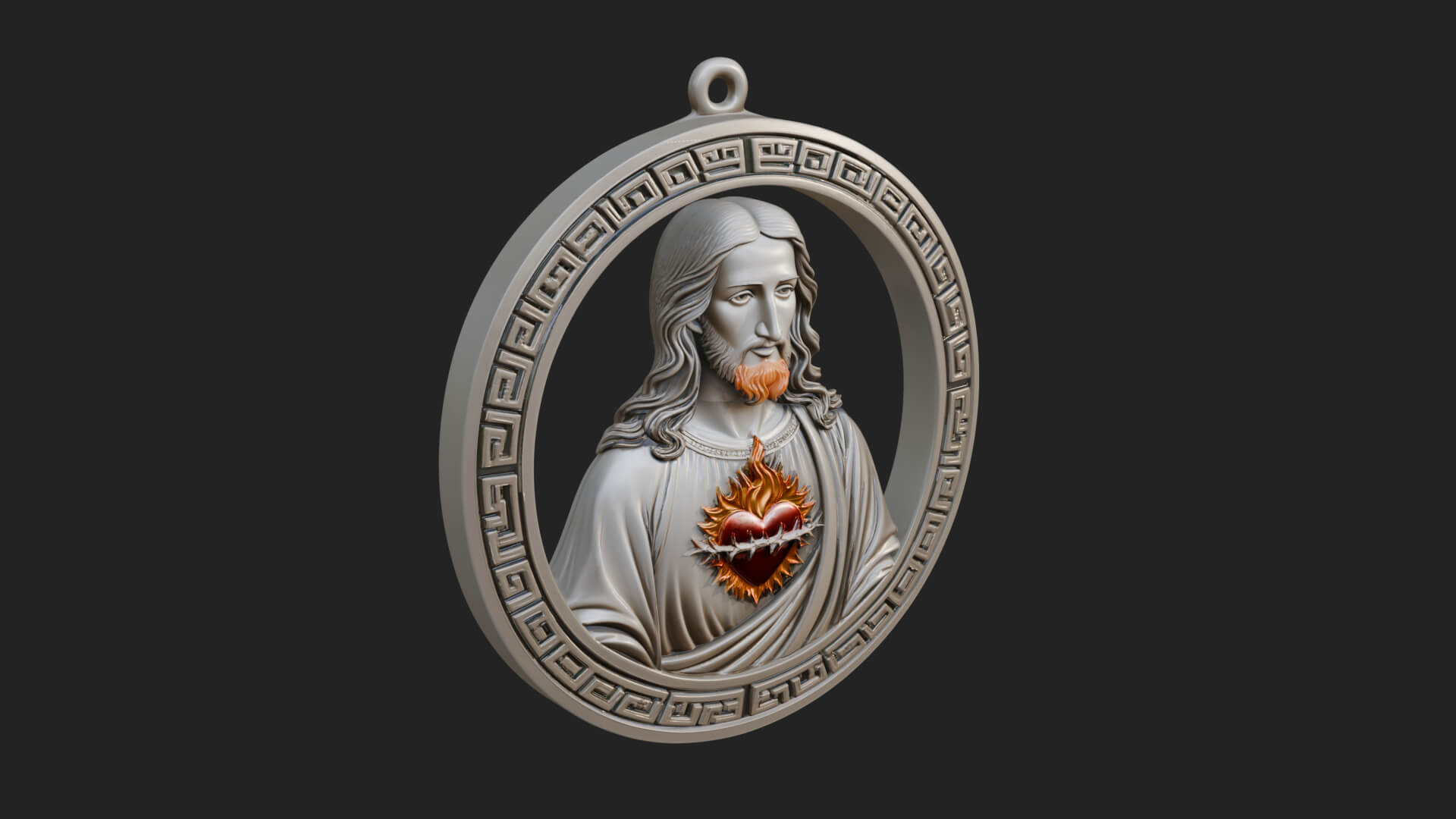 Sacred Heart Oval Relief Plaque Design 1 3D Print Model 3D Model