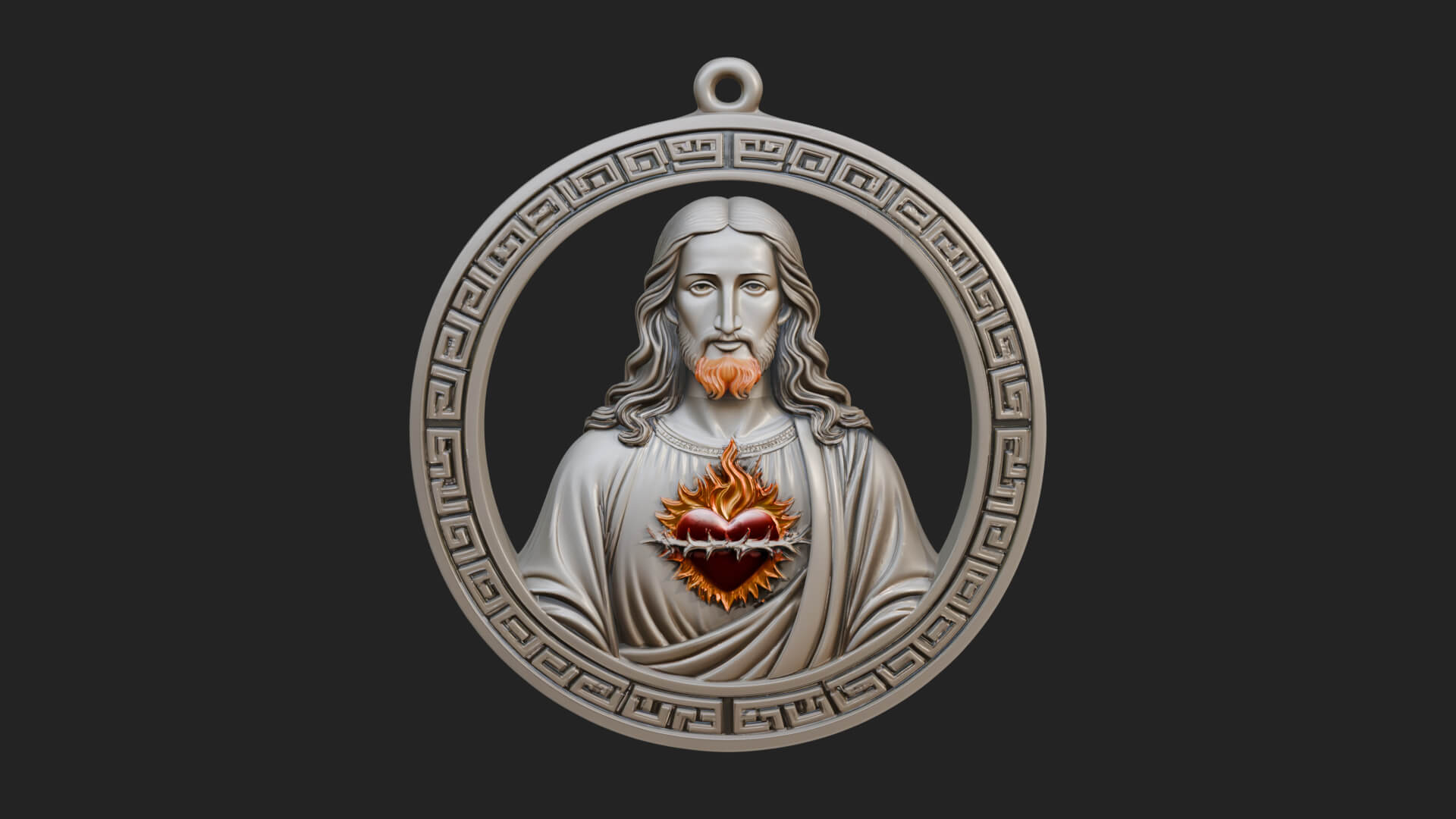 Sacred Heart Oval Relief Plaque Design 1 3D Print Model 3D Model