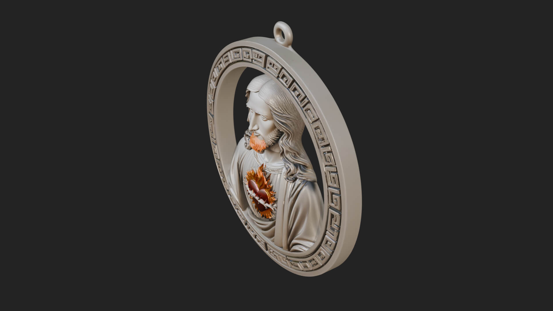Sacred Heart Oval Relief Plaque Design 1 3D Print Model 3D Model