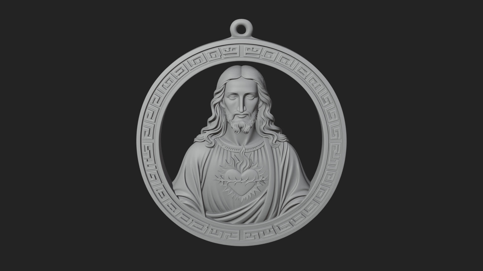 Sacred Heart Oval Relief Plaque Design 1 3D Print Model 3D Model