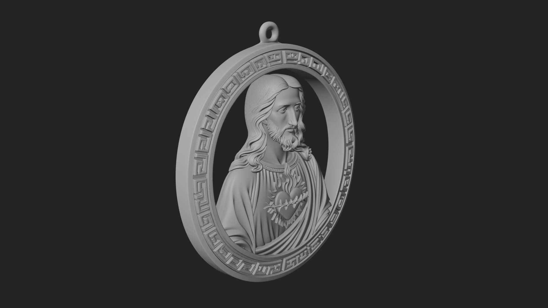 Sacred Heart Oval Relief Plaque Design 1 3D Print Model 3D Model