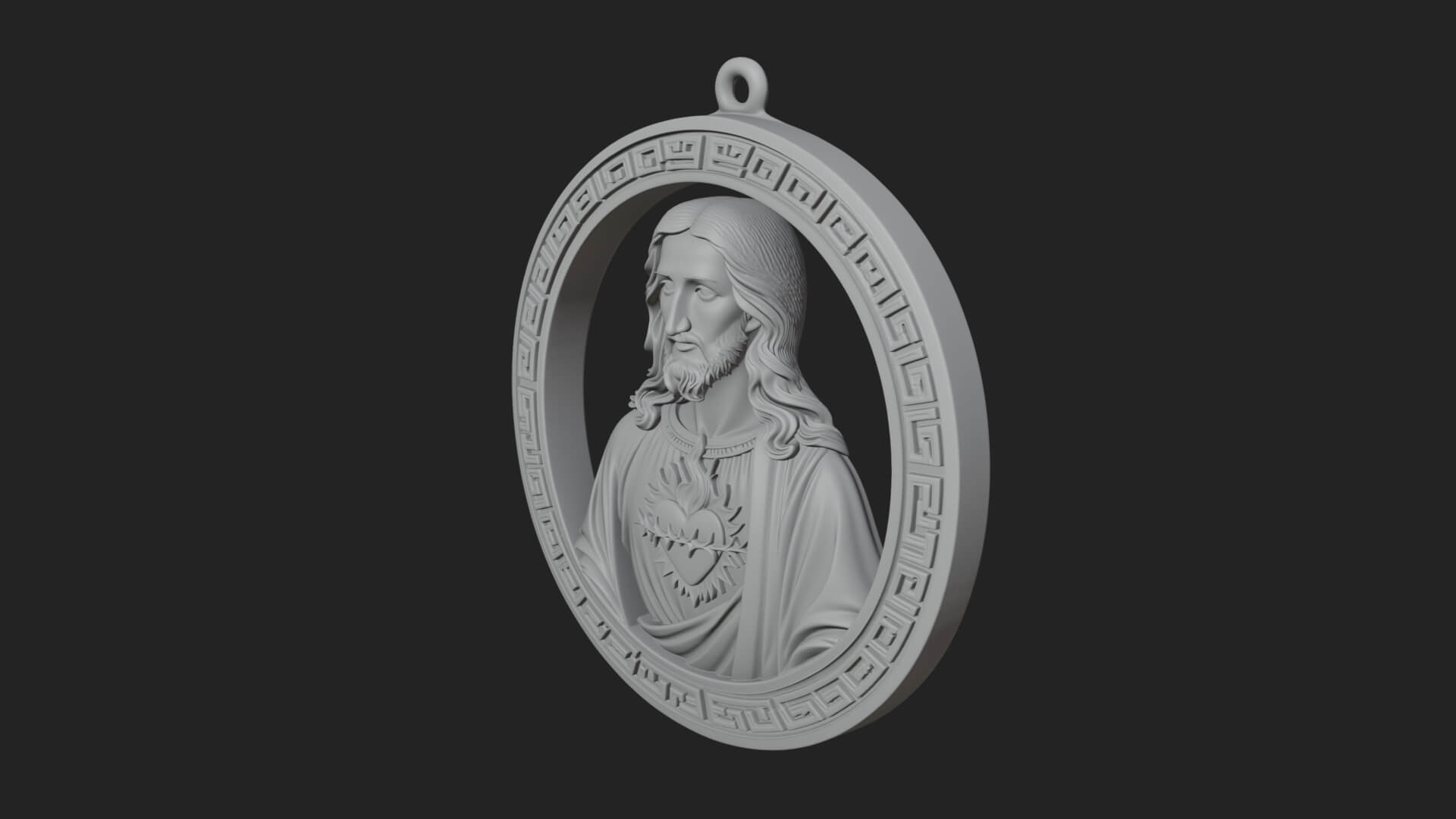 Sacred Heart Oval Relief Plaque Design 1 3D Print Model 3D Model