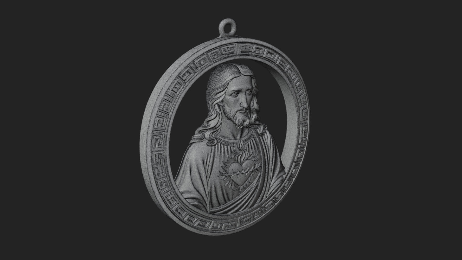 Sacred Heart Oval Relief Plaque Design 1 3D Print Model 3D Model