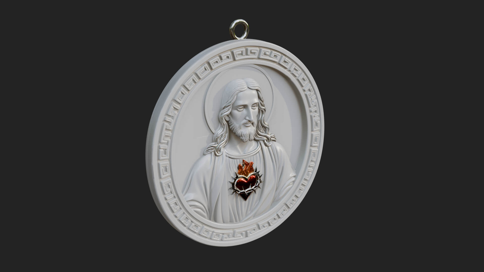 Sacred Heart Oval Relief Plaque Design 2 3D Print Model 3D Model