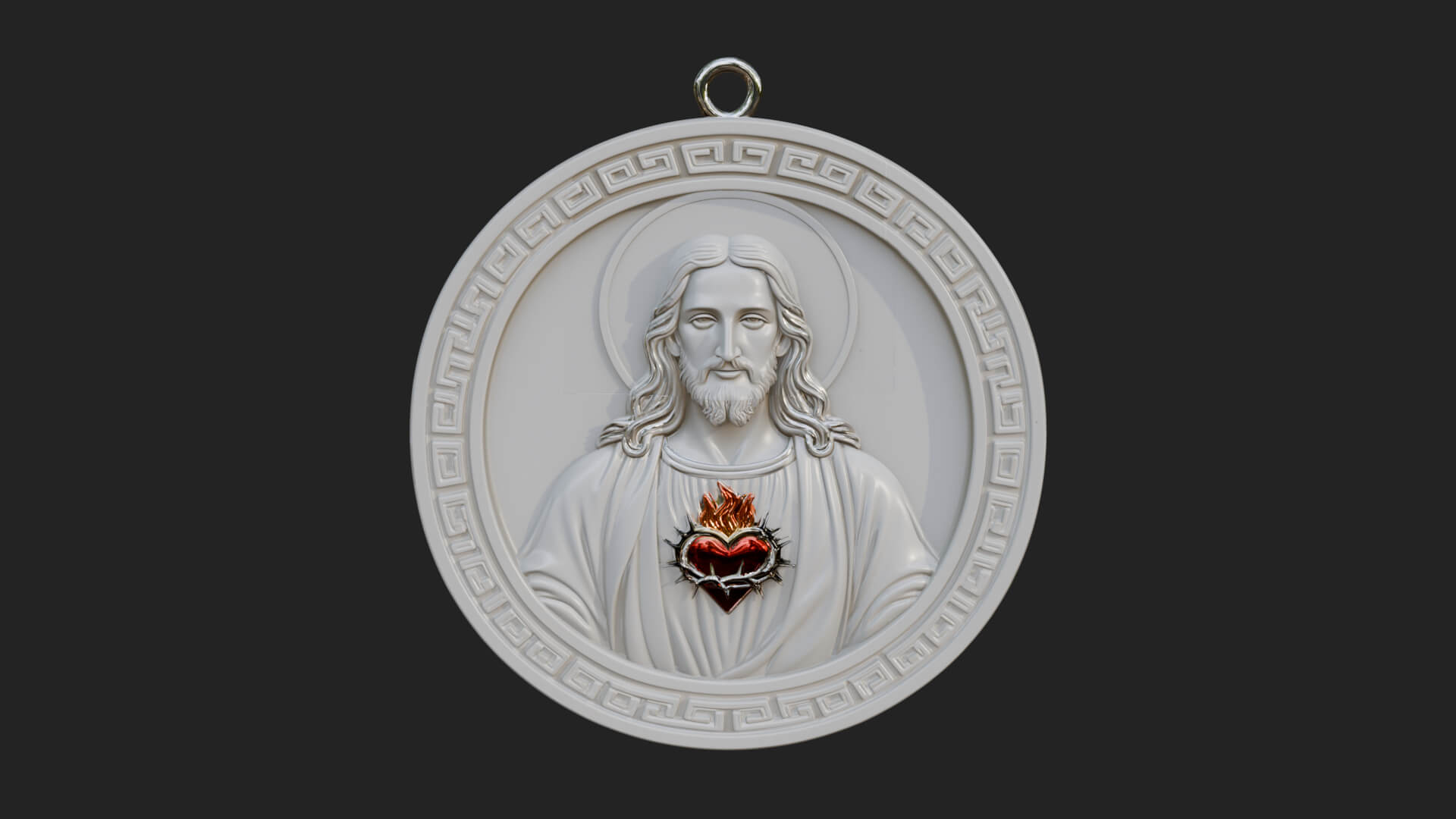 Sacred Heart Oval Relief Plaque Design 2 3D Print Model 3D Model