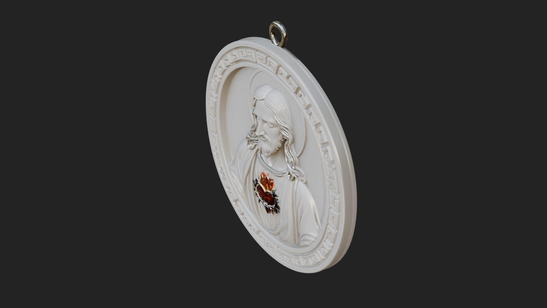 Sacred Heart Oval Relief Plaque Design 2 3D Print Model 3D Model
