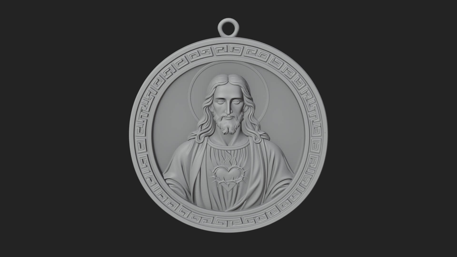 Sacred Heart Oval Relief Plaque Design 2 3D Print Model 3D Model