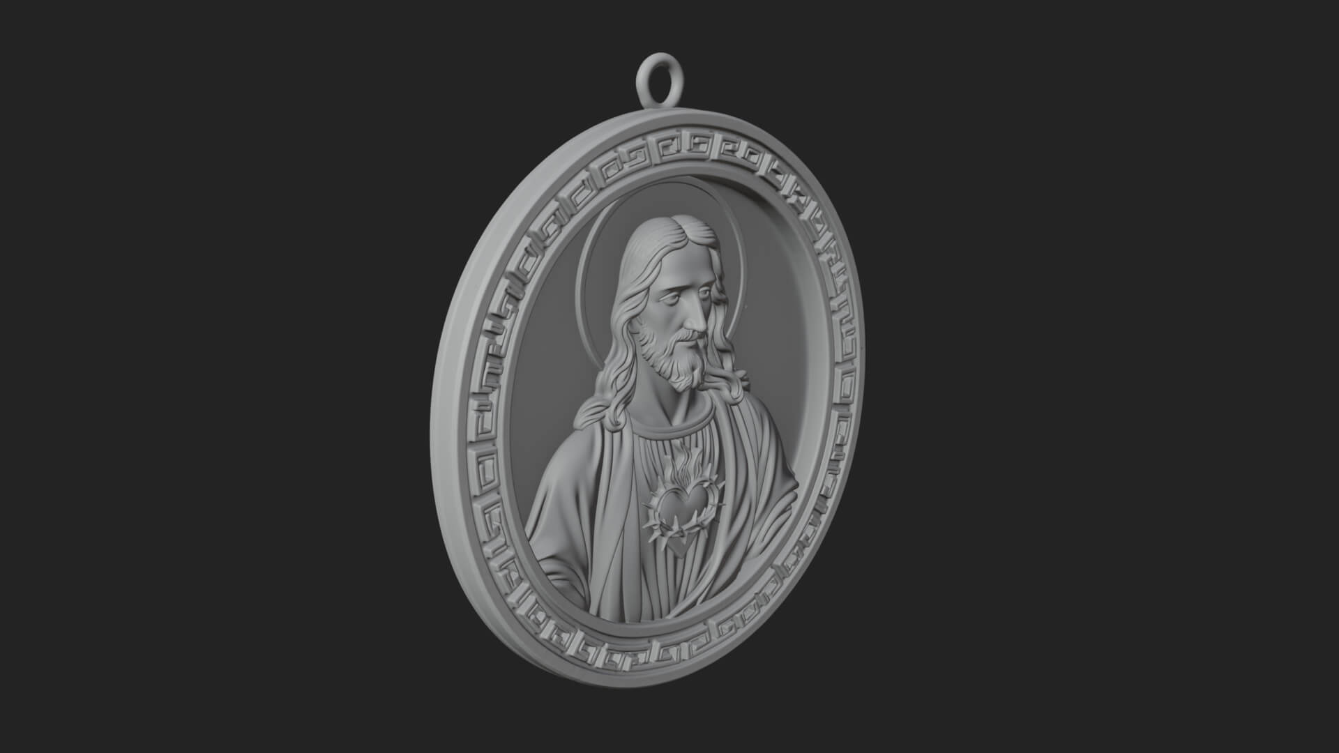 Sacred Heart Oval Relief Plaque Design 2 3D Print Model 3D Model
