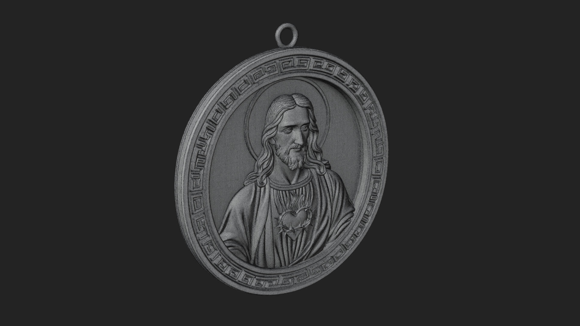 Sacred Heart Oval Relief Plaque Design 2 3D Print Model 3D Model