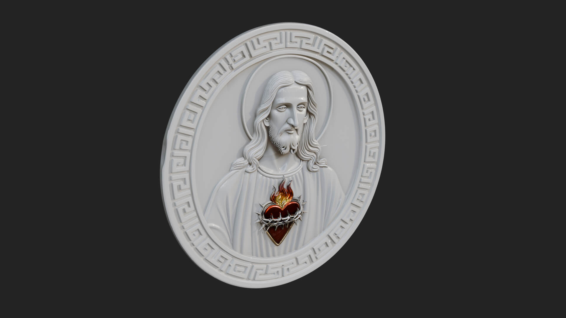 Sacred Heart Oval Relief Plaque Design 3 3D Print Model 3D Model