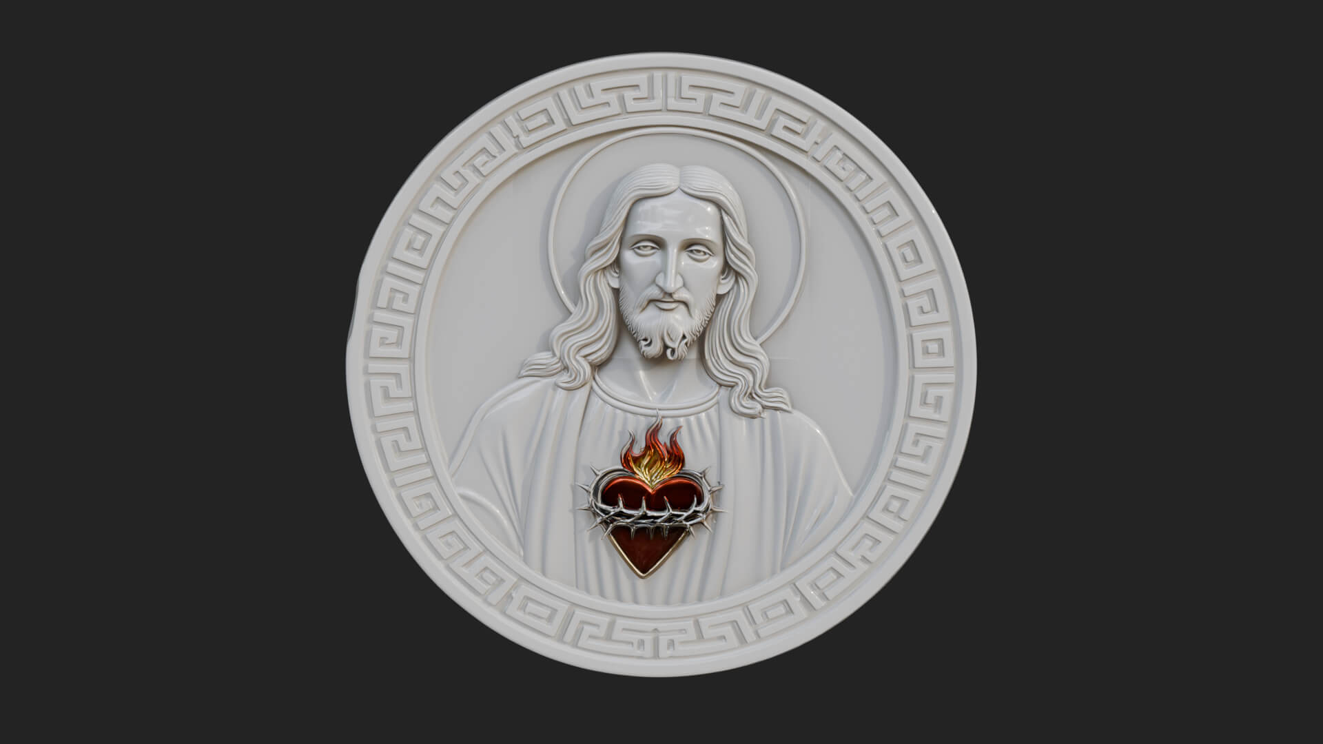 Sacred Heart Oval Relief Plaque Design 3 3D Print Model 3D Model