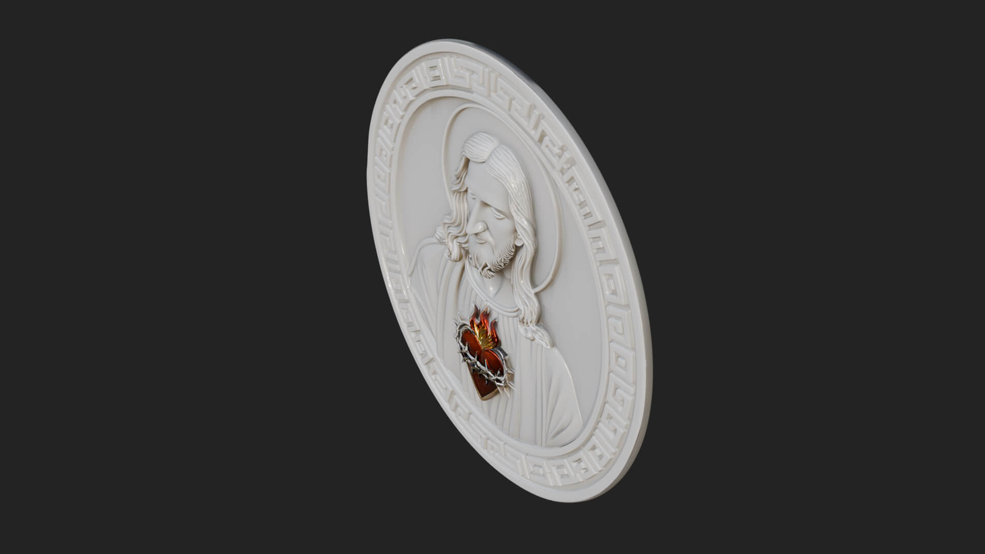 Sacred Heart Oval Relief Plaque Design 3 3D Print Model 3D Model