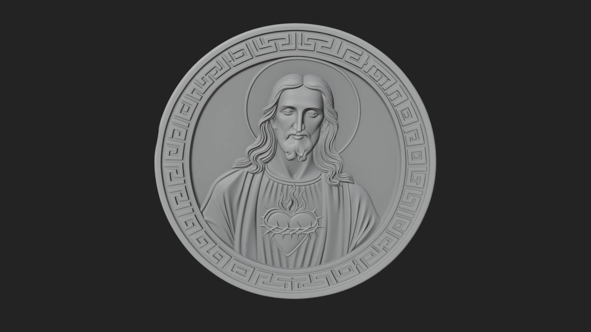 Sacred Heart Oval Relief Plaque Design 3 3D Print Model 3D Model